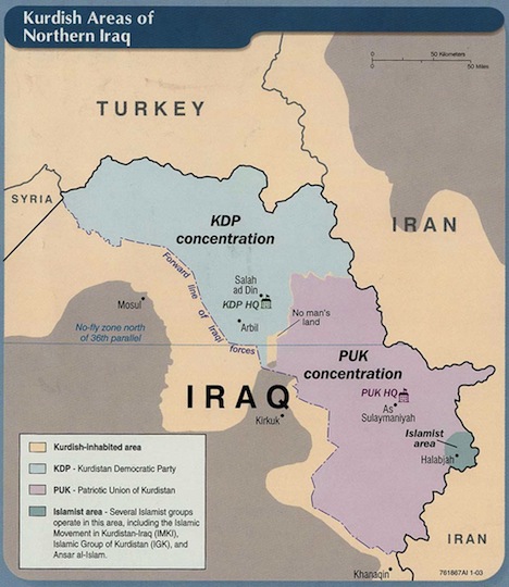 Iraqi Kurdistan map