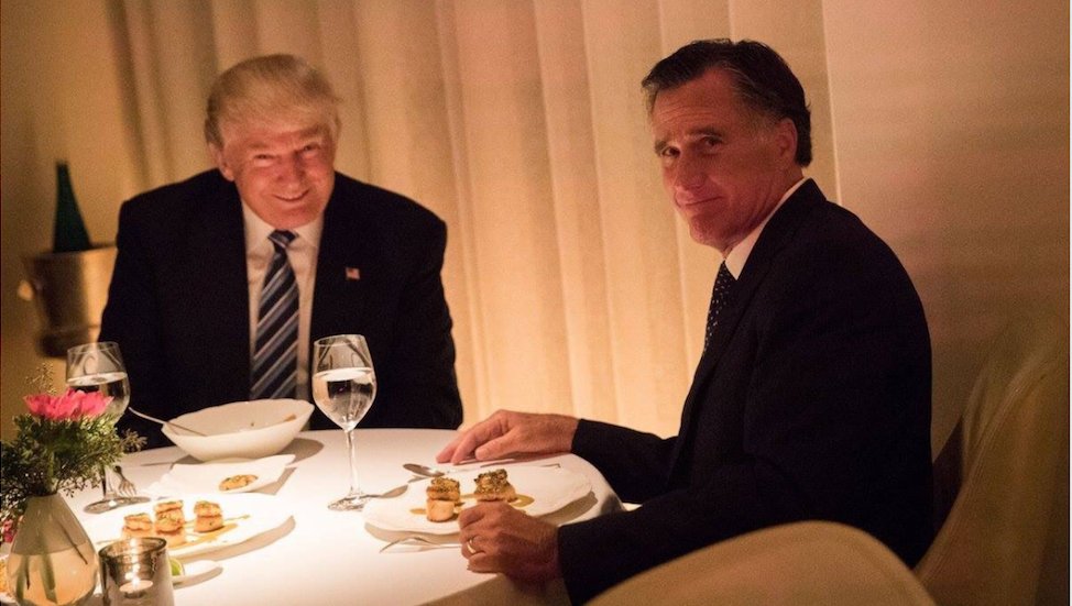 Former Massachusetts governor Mitt Romney (right) met with president-elect Donald Trump Tuesday night. 